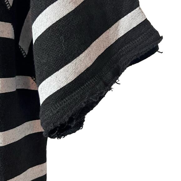 CHASER  Linen French Terry Short Sleeve‎ Sweatshirt Tee Striped Raw Cut Sz S - Picture 4 of 7